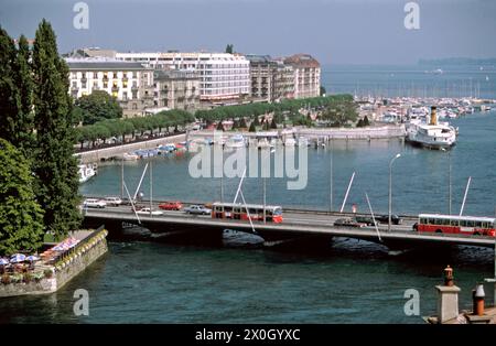 Pont du Mont-Blanc in Genf [automatisierte Übersetzung] Stockfoto