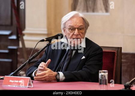 Mailand, Italien. April 2024. Nella foto Diego della Valle Milano, Italia - Cronaca Venerdì, 12. April, 2024. (Foto di Marco Ottico/Lapresse) Pressekonferenz über die Restaurierungsarbeiten an der Fassade des Palazzo Marino Mailand, Italien - News Freitag, 12. April 2024. (Foto: Marco Ottico/Lapresse) Credit: LaPresse/Alamy Live News Stockfoto