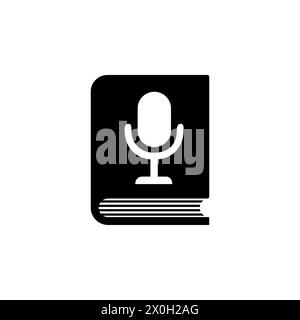 Sprachbuch über Mikrofon Flachvektorsymbol. Einfaches, ausgefülltes Symbol auf weißem Hintergrund Stock Vektor