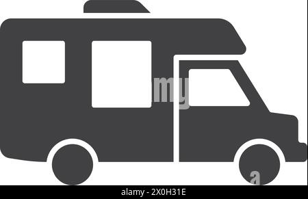 Wohnmobil-Ikone im flachen Stil. Camper-Vektor-Illustration auf isoliertem Hintergrund. Verkehrsschild Geschäftskonzept. Stock Vektor