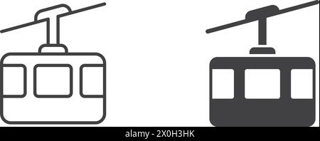 Ski-Seilbahn in flachem Stil. Standseilvektorillustration auf isoliertem Hintergrund. Gondelzeichen Business-Konzept. Stock Vektor