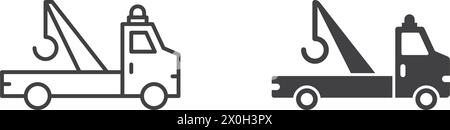 Symbol für die Abschleppstrecke in flachem Stil. Vektorillustration des Servicekraftwagens auf isoliertem Hintergrund. Verkehrsschild Geschäftskonzept. Stock Vektor