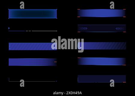 Vektorabbildung. Satz von leeren Rändern für Informationen, Diagramme, Diagramme. Balken mit negativem Leerzeichen zum Einfügen junger Informationen. Stock Vektor