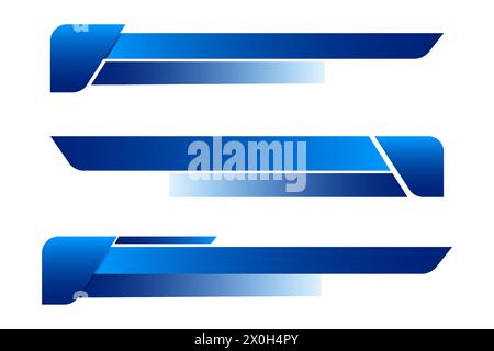 Vektorabbildung. Banner für die Übertragung mit negativem Leerzeichen zum Einfügen von Text. Set von Nachrichtenleisten mit Kopierbereich. TV-Videovorlage. Stock Vektor