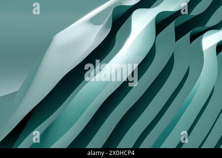 3D-Rendering von gestapelten und gefalteten Stoffblättern in Pastellblau Stockfoto