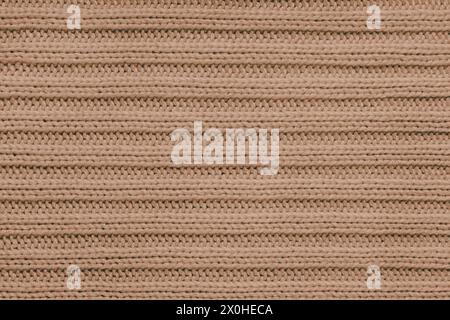 Jersey-Textil-Hintergrund, braun gestreifter Strickstoff. Wollstrick, Pullover, Oberflächenbeschaffenheit des Pullovers, Textilstruktur, Stoffoberfläche, Weben Stockfoto