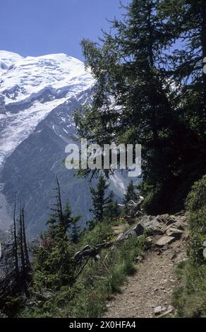 Der Fernwanderweg mit dem Mont Blanc [automatisierte Übersetzung] Stockfoto