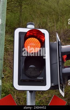 Rote Ampeln an der Eisenbahn Stockfoto