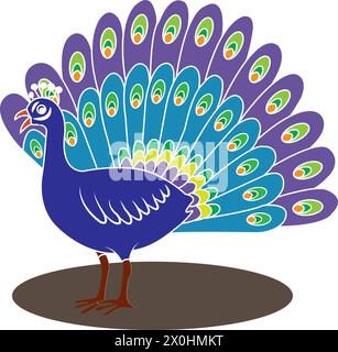 pfau Vogel Vektor Icon Illustration einfaches Design Stock Vektor