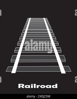 Eisenbahnikone Vektorschild, Silhouette der Eisenbahnstrecke Stock Vektor