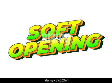 Weiche Öffnung. Texteffekt-Design in 3D-Optik und auffälligen Farben Stock Vektor
