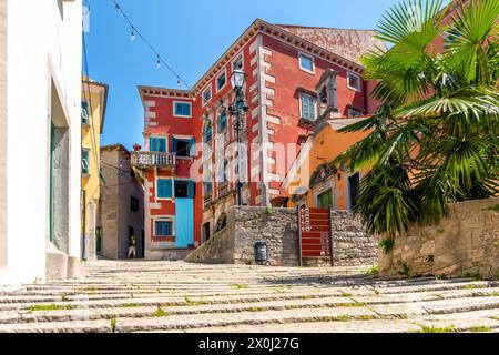 Historisches Zentrum von Labin tagsüber, Istrien, Kroatien Stockfoto