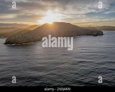 Der Sonnenaufgang über Punta lobos baja california sur pacific Ocean Beach Panoramablick auf die Landschaft Stockfoto