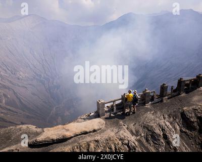 Der 2329 m hohe Bromo-Vulkan im Bromo-Tengger-Semeru-Nationalpark in Java, Indonesien Stockfoto