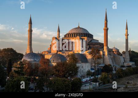 Moschee, Hagia Sophia, Ayasofya Camii, Sonnenuntergang, Istanbul, Türkei, Europa Stockfoto