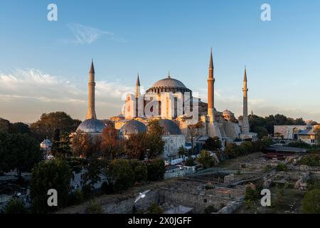 Moschee, Hagia Sophia, Ayasofya Camii, Sonnenuntergang, Istanbul, Türkei, Europa Stockfoto