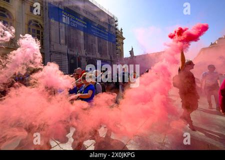 Turin, Italien. April 2024. TURIN - TURIN STREIK FÜR MIRAFIORI INDUSTRIEANLAGE STELLANTIS GROUP redaktionelle Verwendung nur Credit: Unabhängige Fotoagentur/Alamy Live News Stockfoto