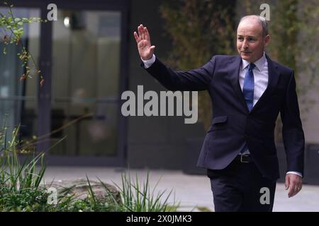 Tanaiste Micheal Martin vor dem Fianna Fail Ard Fheis im Dublin Royal Convention Centre. Bilddatum: Freitag, 12. April 2024. Stockfoto