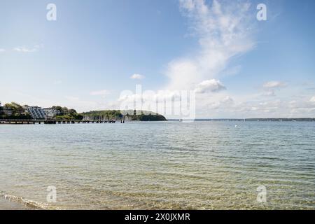 Glücksburg Sandwig, spazieren Sie am Strand Stockfoto
