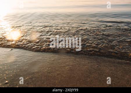 Glücksburg, Sandwig, Strand und Ostsee bei Sonnenuntergang Stockfoto