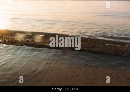 Glücksburg, Sandwig, Strand und Ostsee bei Sonnenuntergang Stockfoto