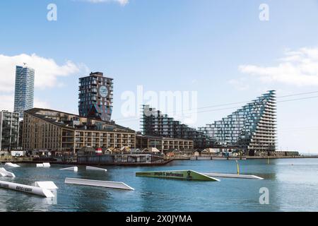 Aarhus, Dänemark, New Harbour District mit moderner Architektur Stockfoto
