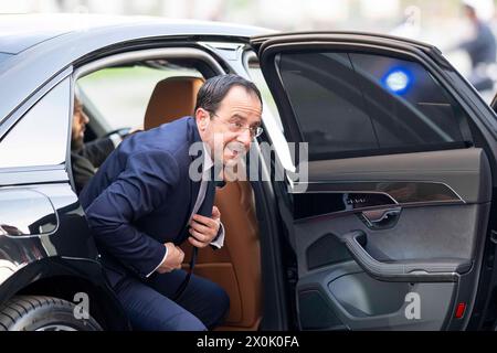 Wien, Wien, Österreich. April 2024. Zypernpräsident NIKOS CHRISTODOULIDES besucht Bundeskanzler Karl Nehammer zu Gesprächen über die „strategische Agenda der EU“ (Credit Image: © Andreas Stroh/ZUMA Press Wire) NUR REDAKTIONELLE VERWENDUNG! Nicht für kommerzielle ZWECKE! Stockfoto