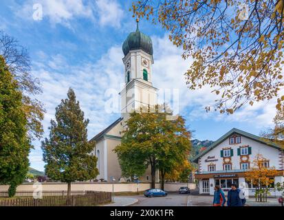 Oberammergau, Kirche St. Peter und Paul, Garmisch-Partenkirchen, Oberbayern, Bayern, Deutschland Stockfoto