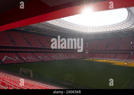 Bilbao, Biskaya, Spanien - 12. April 2024 - Innenraum von San Mamés, Stadion Athletic Club de Bilbao Stockfoto