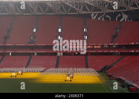 Bilbao, Biskaya, Spanien - 12. April 2024 - Innenraum von San Mamés, Stadion Athletic Club de Bilbao Stockfoto