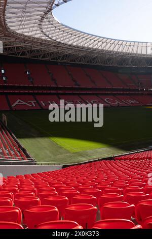 Bilbao, Biskaya, Spanien - 12. April 2024 - Innenraum von San Mamés, Stadion Athletic Club de Bilbao Stockfoto