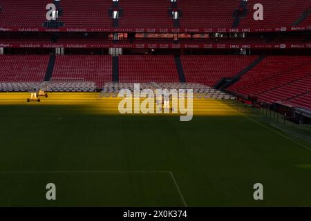 Bilbao, Biskaya, Spanien - 12. April 2024 - Innenraum von San Mamés, Stadion Athletic Club de Bilbao Stockfoto