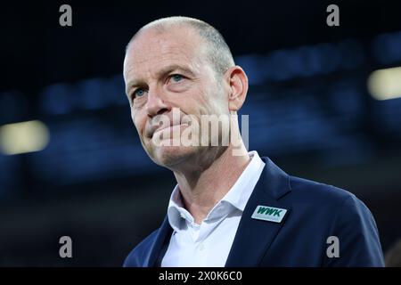 Fußball 1. Bundesliga 29. Spieltag FC Augsburg - 1. FC Union Berlin am 12.04.2024 in der WWK Arena in Augsburg Jess Thorup ( Trainer / Cheftrainer Augsburg ) DFL-Vorschriften verbieten jede Verwendung von Fotografien als Bildsequenzen und/oder Quasi-Video. Foto: Revierfoto Stockfoto