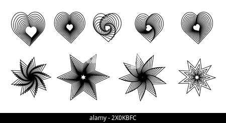 Set von Herz- und Sternformen isoliert Stock Vektor