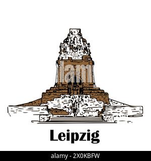 Skizzieren Sie das Denkmal der Völkerschlacht. Leipzig Deutschland. Stock Vektor