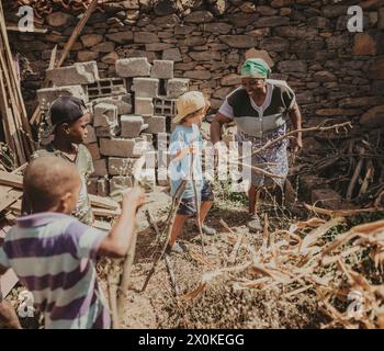 Familienurlaub von 6 Monaten in Westafrika, Kap Verde, Santiago Island in Tarrafal Stockfoto