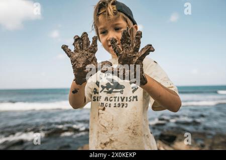 Familienurlaub von 6 Monaten in Westafrika, Kap Verde, Santiago Island in Tarrafal Stockfoto