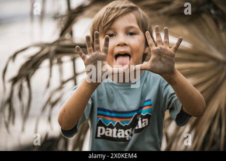 Familienurlaub von 6 Monaten in Westafrika, Kap Verde, Santiago Island in Tarrafal Stockfoto