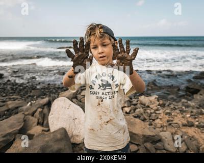 Familienurlaub von 6 Monaten in Westafrika, Kap Verde, Santiago Island in Tarrafal Stockfoto