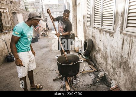 Familienurlaub von 6 Monaten in Westafrika, Kap Verde, Santiago Island in Tarrafal Stockfoto