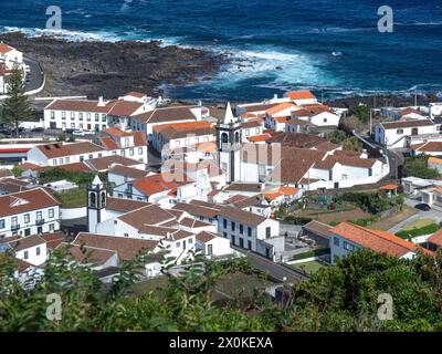 Azoren, Graciosa, Portugal, Santa Cruz de Graciosa, Blick von der Eremitage von Nossa Senhora da Ajuda, Atlantischer Archipel, Küstengemeinde Stockfoto