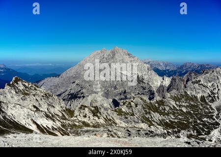 Österreich, Land Salzburg, Pinzgau, Weißbach bei Lofer, Blick vom Seehorn auf die Watzmann, Berchtesgadener Alpen Stockfoto