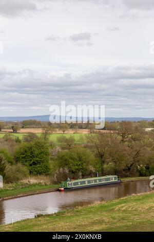 Canal Narrowboats bei Hurleston Cheshire am Shropshire union Kanal nahe der Kreuzung mit dem Llangollen Kanal Stockfoto