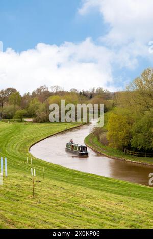 Canal Narrowboats bei Hurleston Cheshire am Shropshire union Kanal nahe der Kreuzung mit dem Llangollen Kanal Stockfoto