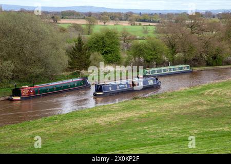 Canal Narrowboats bei Hurleston Cheshire am Shropshire union Kanal nahe der Kreuzung mit dem Llangollen Kanal Stockfoto