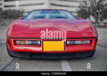 Rotes amerikanisches Muscle Car aus den 80ern Stockfoto