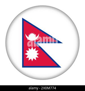 3D-Illustration der Taste für die Nepalflagge mit Beschneidungspfad Stockfoto