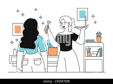 Make-up-Künstler mit Client-Vektor einfach Stock Vektor