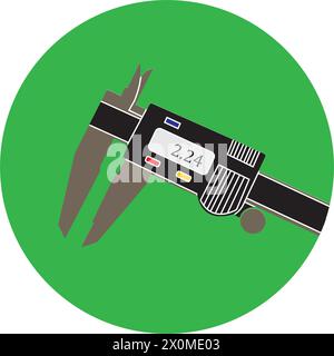 Manuelles und digitales Messschieber-Symbol-Vektor einfaches Design Stock Vektor