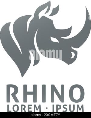 Rhino Rhinozeros Tierdesign Icon Mascot Konzept Stock Vektor